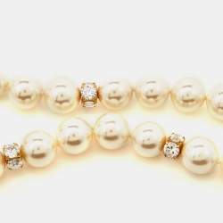 Pre Owned Carolina Herrera Crystal Faux Pearl Beaded Magnetic Necklace