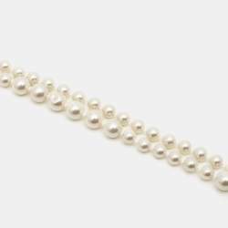 Carolina Herrera CH Crystal Embellished Faux Pearl Gold Tone Necklace