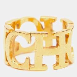 Carolina Herrera CH Gold Tone Ring Size 51