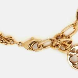 Carolina Herrera CH Faux Pearl Gold Tone Charm Bracelet