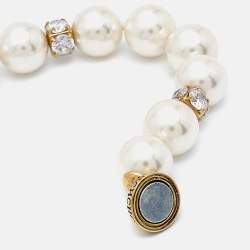 Pre Owned Carolina Herrera Crystal Faux Pearl Beaded Magnetic Necklace