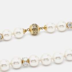 Pre Owned Carolina Herrera Crystal Faux Pearl Beaded Magnetic Necklace