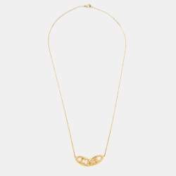 Carolina Herrera CH Gold Tone Logo Pendant Necklace