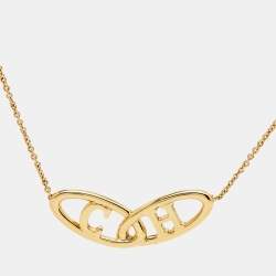 Carolina Herrera CH Gold Tone Logo Pendant Necklace