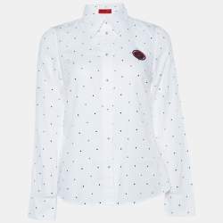 Carolina Herrera White Dot Print Buttoned Down Shirt M
