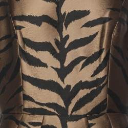 Pre Owned Carolina Herrera Brown/Black Animal Print Jacquard Midi Dress L