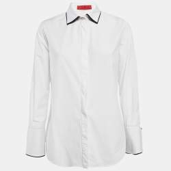 Carolina Herrera White Cotton Button Front Long Sleeve Shirt M