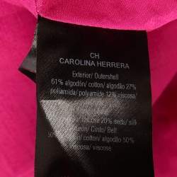 Pre Owned Carolina Herrera Pink Floral Lace Midi Dress M