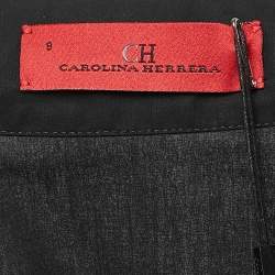 Pre Owned Carolina Herrera Black Cotton Lace Trim Puff Sleeve Shirt M