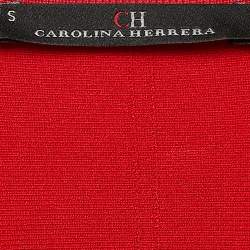 Carolina Herrera Red Stripe Knit Flared Zip-Up Jacket S