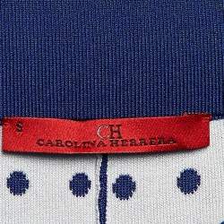 Carolina Herrera Blue Dots Knit Flared Pants S