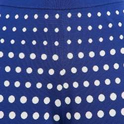 Carolina Herrera Blue Dots Knit Flared Pants S