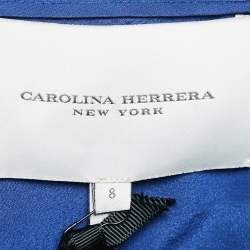 Carolina Herrera Blue Cadet Silk Off-Shoulder Gown M