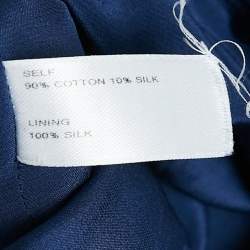 Pre Owned Carolina Herrera Navy Blue Embellished Cotton Blend Evening Gown S