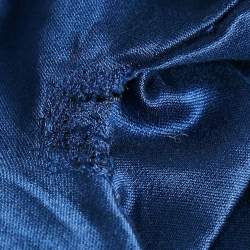 Pre Owned Carolina Herrera Navy Blue Embellished Cotton Blend Evening Gown S