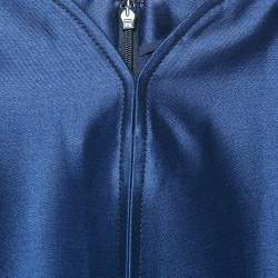 Pre Owned Carolina Herrera Navy Blue Embellished Cotton Blend Evening Gown S