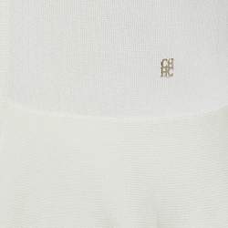 CH Carolina Herrera White Jersey Pleat Detail Hem Blouse XS