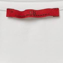 Pre Owned CH Carolina Herrera White Logo Embroidered Cotton Jersey T-Shirt M