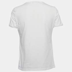 Pre Owned CH Carolina Herrera White Logo Embroidered Cotton Jersey T-Shirt M
