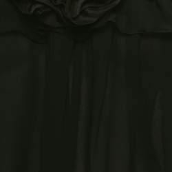 Carolina Herrera Black Silk Floral Detail Off-Shoulder Top M
