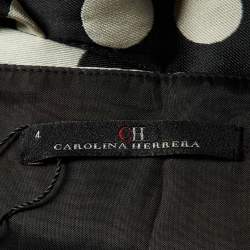 CH Carolina Herrera Monochrome Polka Dot Faille Strapless Gown S