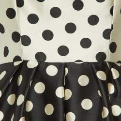 CH Carolina Herrera Monochrome Polka Dot Faille Strapless Gown S
