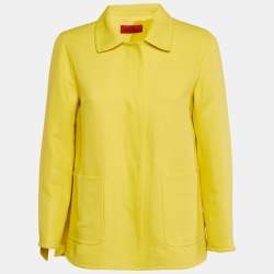 Pre Owned CH Carolina Herrera Yellow Cotton Blend Tie-Up Detail Oversized Coat S