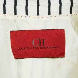 CH Carolina Herrera White/Black Stripe Linen Blend Blazer L