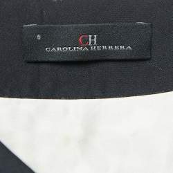 Pre Owned Carolina Herrera Black Floral Lace Raw Edge Maxi Skirt M