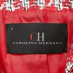 Carolina Herrera Red Tweed Ruffled Jacket M
