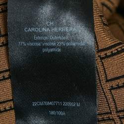 Pre Owned Carolina Herrera Black Logo Jacquard Zip-Up Belted Short Dress M