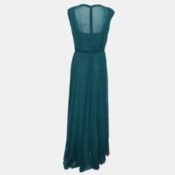 CH Carolina Herrera Green Chiffon Sleeveless Maxi Dress L