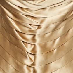 CH Carolina Herrera Gold Silk Satin Pleated Top S