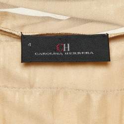 CH Carolina Herrera Gold Silk Satin Pleated Top S