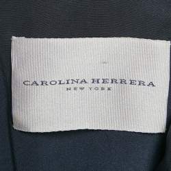 Carolina Herrera Navy Blue Printed Lurex Silk Maxi Dress M