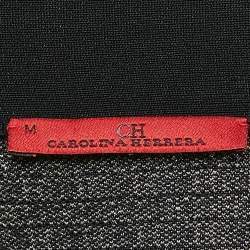 Pre Owned Carolina Herrera Black Logo Jacquard Lurex Knit Sweater M