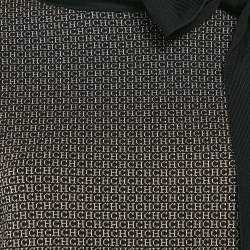 Pre Owned Carolina Herrera Black Logo Jacquard Lurex Knit Sweater M