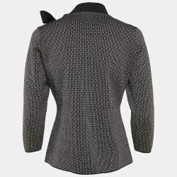 Pre Owned Carolina Herrera Black Logo Jacquard Lurex Knit Sweater M