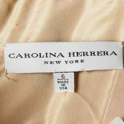 Carolina Herrera Beige Ombre Raw Silk Embellished Strapless Dress M