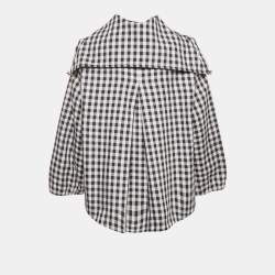 Carolina Herrera Blue Plaid Synthetic Button Front Jacket L