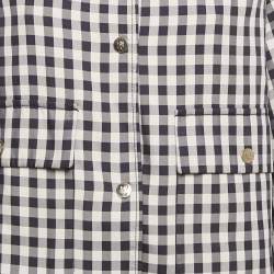 Carolina Herrera Blue Plaid Synthetic Button Front Jacket L