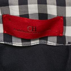 Carolina Herrera Blue Plaid Synthetic Button Front Jacket L
