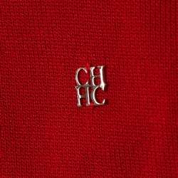 Pre Owned Carolina Herrera Red Knit Stripe Detail Cardigan & Mini Skirt M