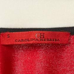 Pre Owned Carolina Herrera Red Knit Stripe Detail Cardigan & Mini Skirt M