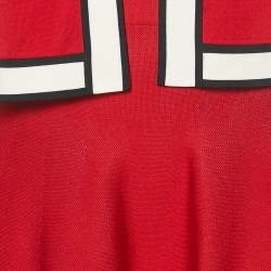 Pre Owned Carolina Herrera Red Knit Stripe Detail Cardigan & Mini Skirt M