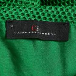 Pre Owned CH Carolina Herrera Green Mesh Flared Strapless Gown L