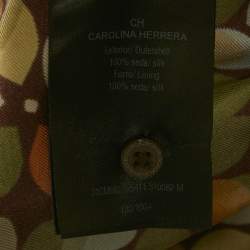 Pre Owned Carolina Herrera Brown Printed Silk Belted Maxi Dress M