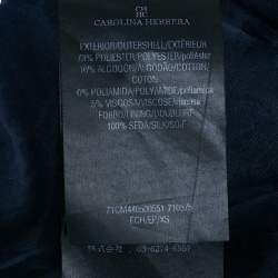 Pre Owned Carolina Herrera Navy Blue Mesh Lace Paneled Zip-Up Jacket XS