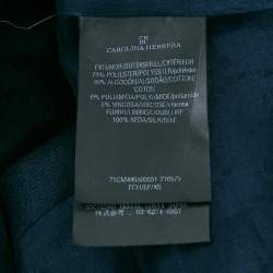 Pre Owned Carolina Herrera Navy Blue Mesh Lace Paneled Zip-Up Jacket XS