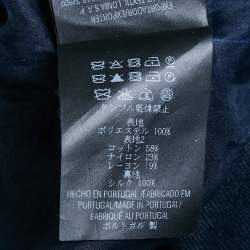 Pre Owned Carolina Herrera Navy Blue Mesh Lace Paneled Zip-Up Jacket XS